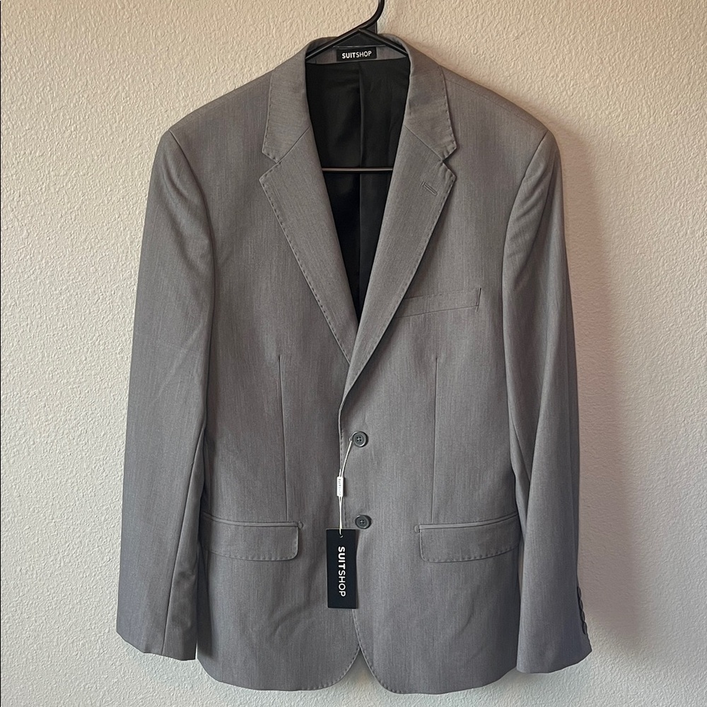 Suit Shop Textured Gray Slim Suit Jacket Size 38 Regular NWT